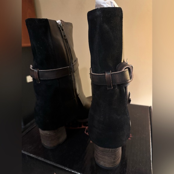 FREEBIRD Jylina Black/Brown Leather Block Heel Mid Calf Women's Boots Sz US 9 - Picture 5 of 15